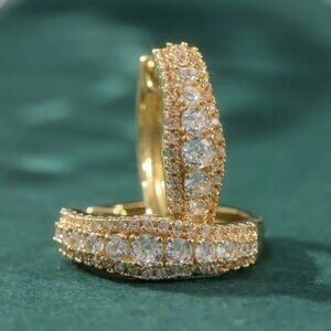 14K Gold Womens 2ct Diamond Small Hoop Earrings Ladies NEW 14 K Silver Jewelry